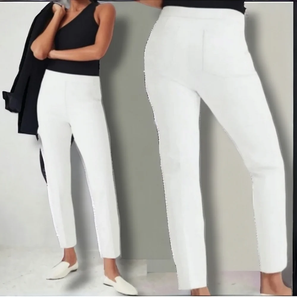 NWT SPANX On-The-Go Ankle Slim Straight Pants in White (Short)$98